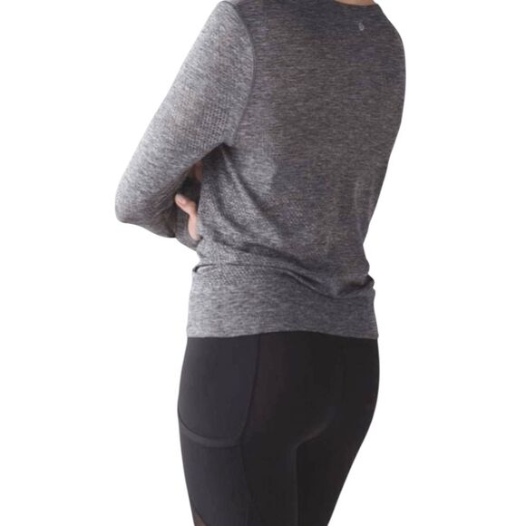 LULULEMON ATHLETICA Breeze By Long Sleeve II In Heathered Black  Size 6 - Picture 1 of 5